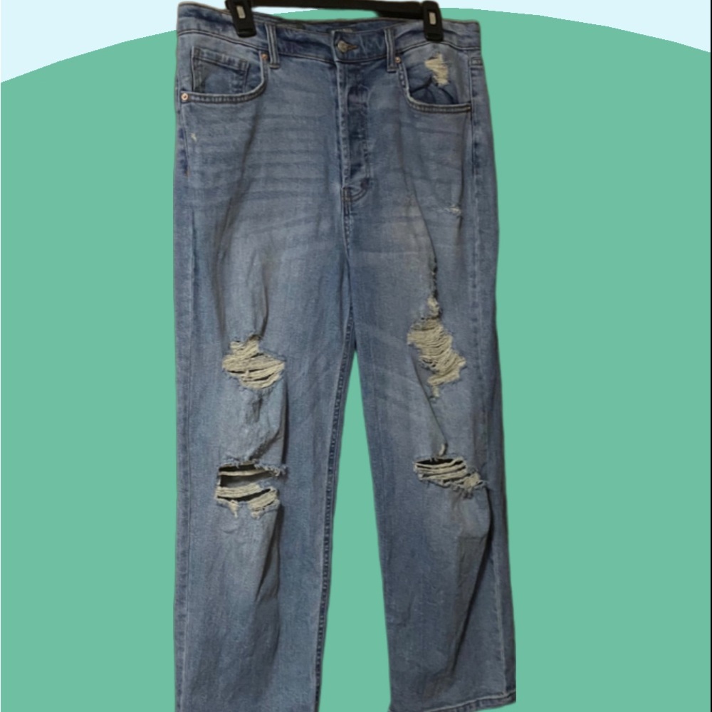 Wild fable distressed 90’s Button-fly wide leg jeans size 12